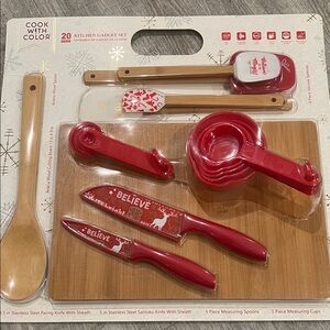 20 piece baking/cooking holiday Christmas Red Kitchen Set